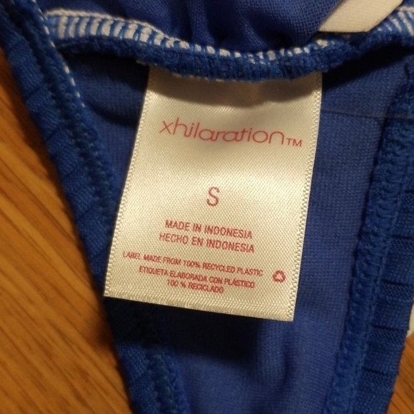 XHILARATION Ribbed Cutout Tie Bikini Swim Top Blue - Picture 8 of 8